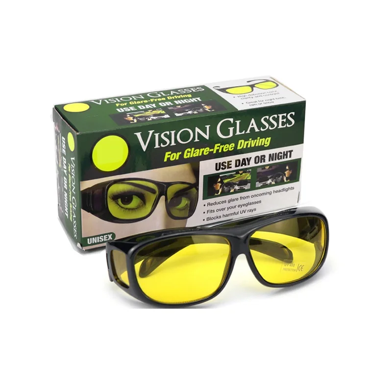 
Square Men Night Vision Glasses Over Glasses for Driving with Retail boxes wholesale  (1600162956677)