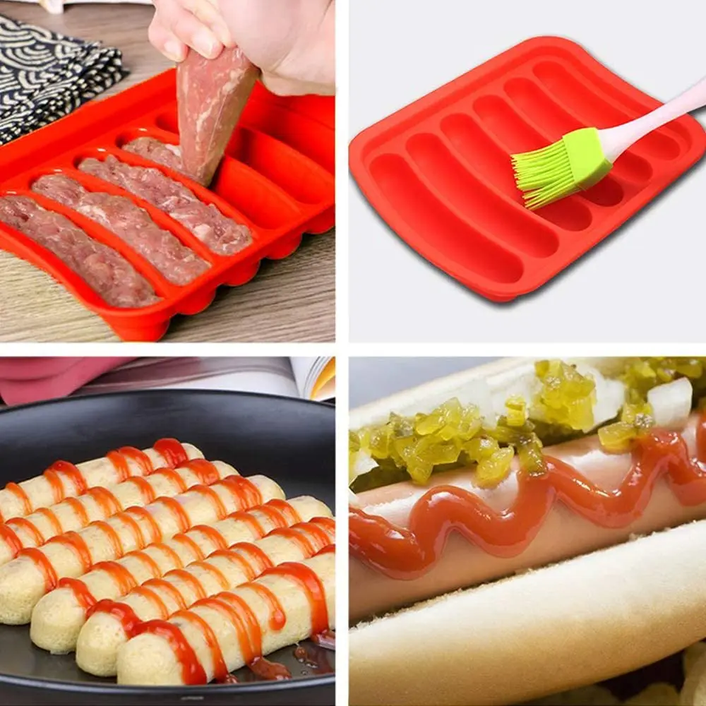 Kingwise DIY домашняя форма для колбасы ветчины детского питания с антипригарным покрытием 6 полостей силиконовые мини-формы выпечки булочек хот-догов