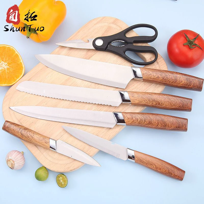 Online Portable Full Tang g10 Classic Hollow Handle Kitchen Chef Skiving Skinner Slicing Gyuto Shears Knife Set With Box