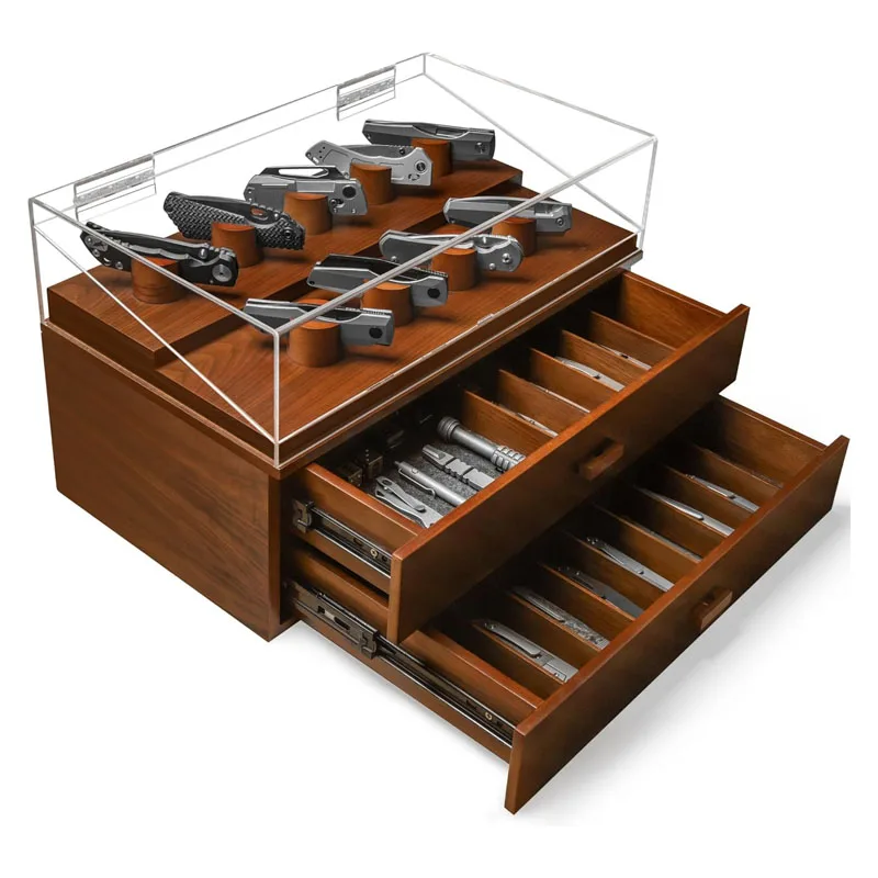 Display and Store Your Knife Collection with The Armada  Premium Pocket Knife Display Case for 40-50 Knives  Huge Drawers