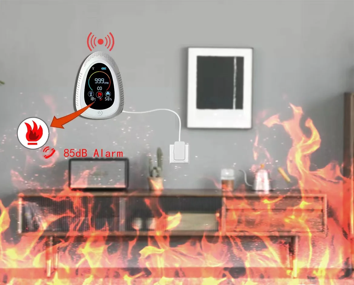 Factory sale Smoke Alert Smoke Detector and Carbon Monoxide Alarms Battery Temperature Humidity meter gas detector portable