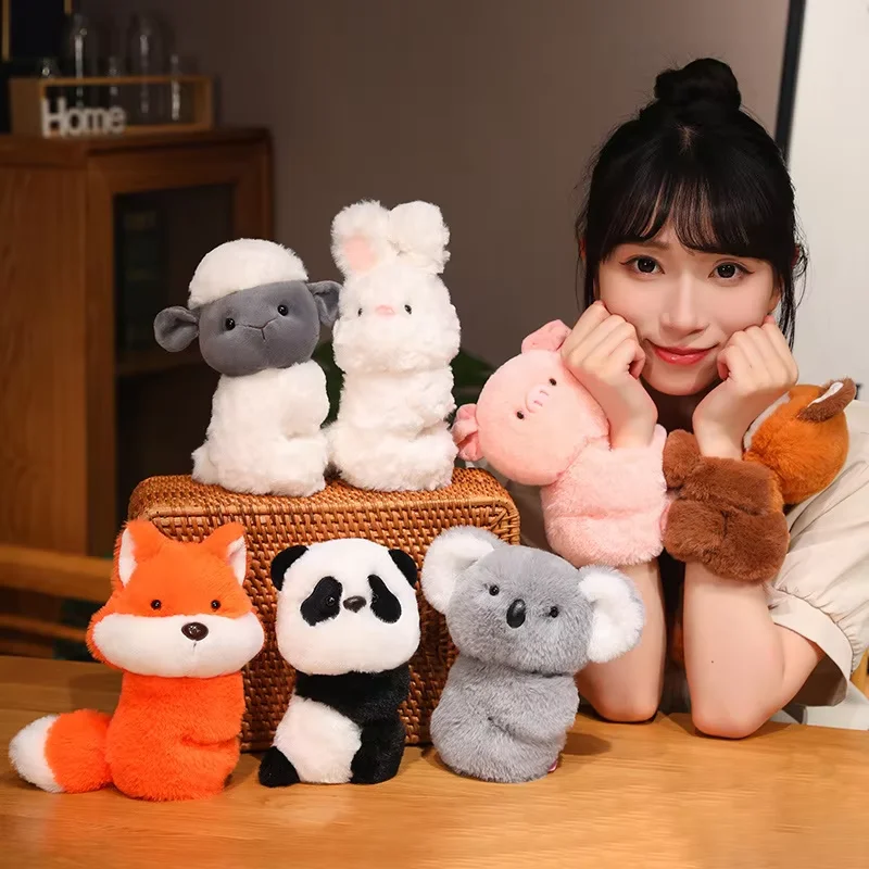 Cartoon plush toy Pop Ring wristband Capybara panda Husky Pop bracelet for kids Cute fox monkey Clap ring plush toy