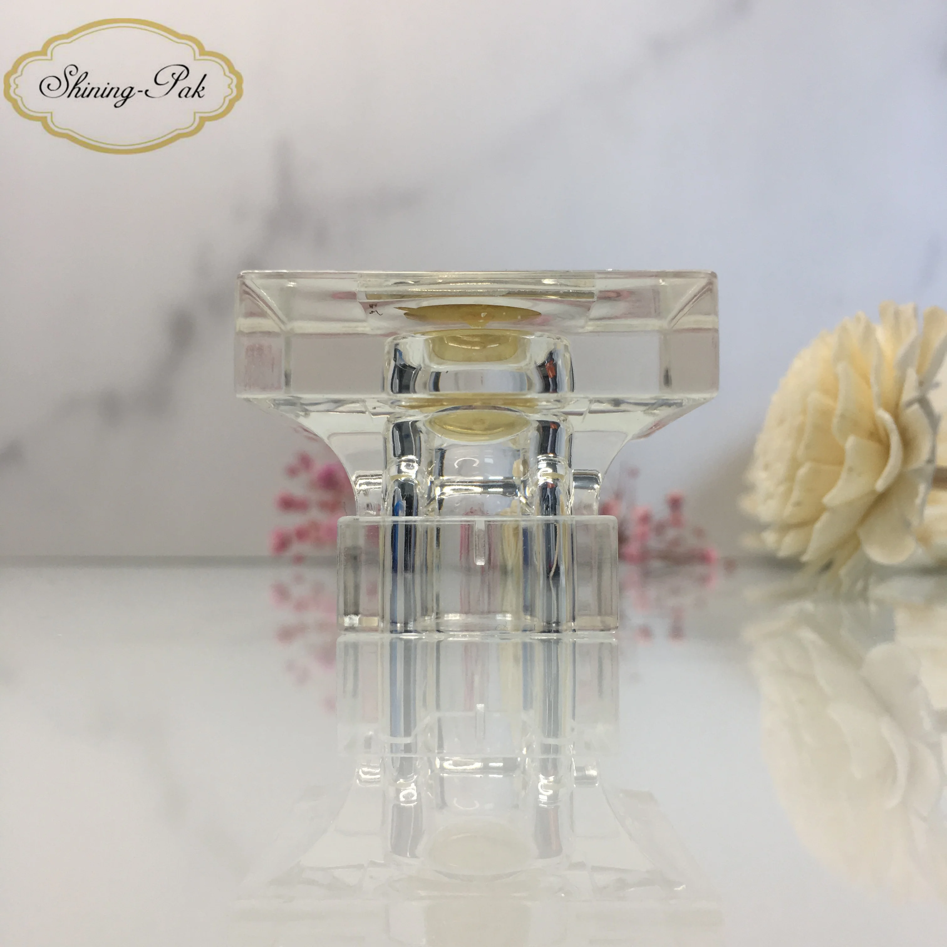 IN STOCK Custom Logo Luxury Square Transparent Perfume Lids Zamac Perfume Bottle Caps