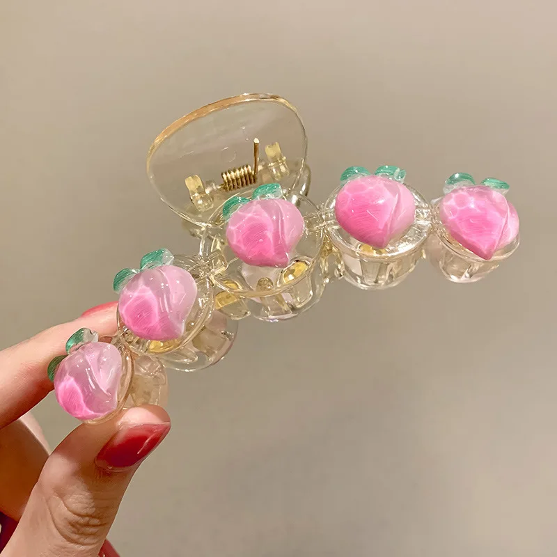 New Products 2022 Popular Women Girl Hair Accessories Acrylic Sweet Transparent Peach Hair Claw