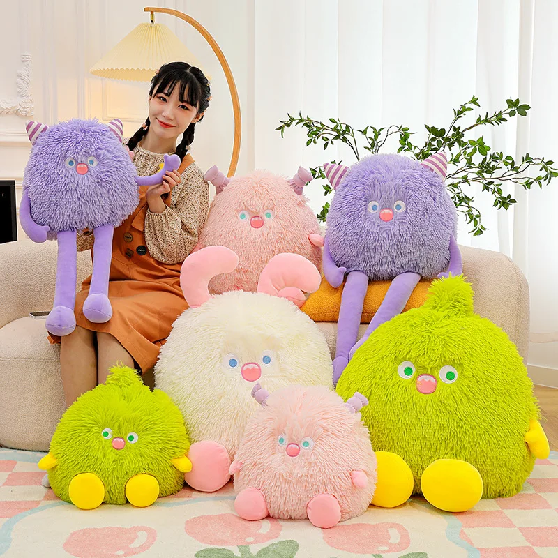 Cute Elf little monster plush toy big-eyed monster doll long-haired gift forgirls plush pillow