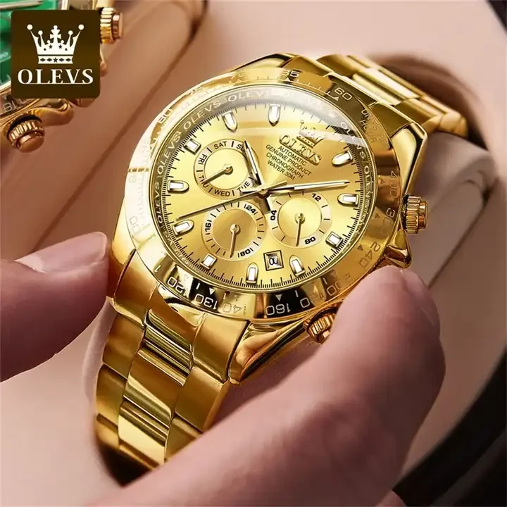 Olevs 6638 Fashion Waterproof Digital Online Mens Wrist Bands Luxury Tourbillon Automatic Mechanical Watches For Men