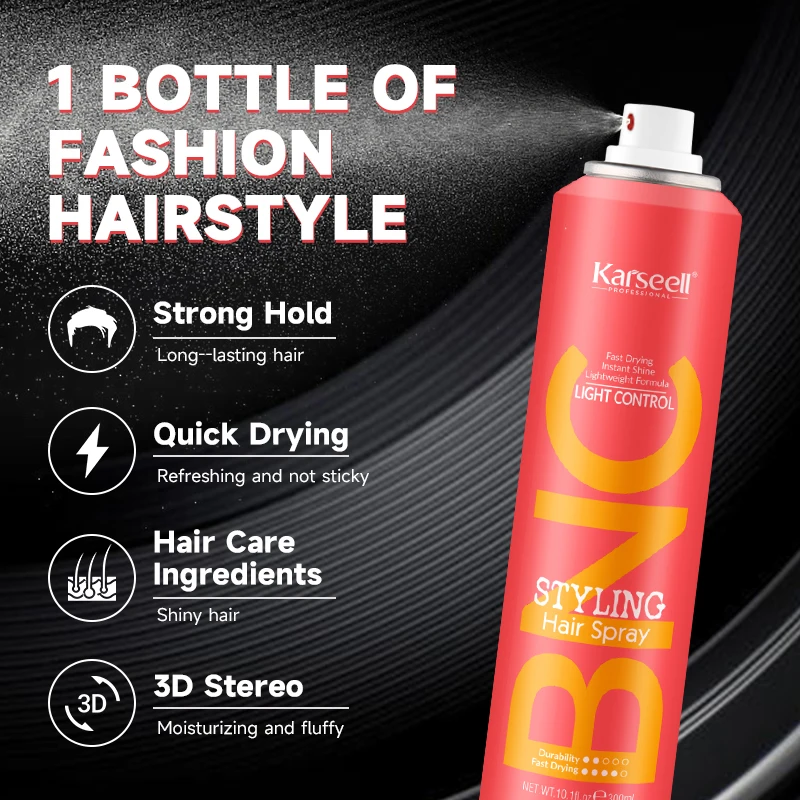 Best Sale Karseell Hair Spray 300ml 400ml Custom OEM ODM Private Label High Quality Hair 24 Hour Strong Holding Styling Spray