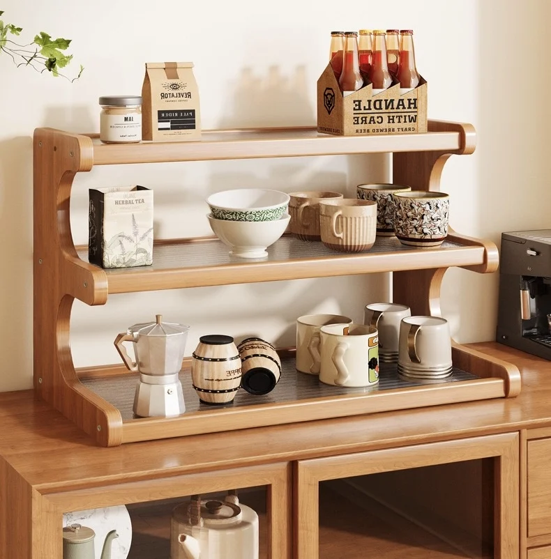 Bamboo Wood Plastic Multi-Layer Desktop Organizer Cup Stationery Storage Display Rack for Office Desk Countertop Box Packaging