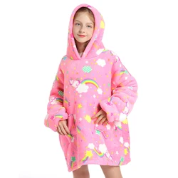 3d Premium Flannel Sweatshirt Custom Wearable Blanket Fleece Oversized Hoodie Blankets For Girls Boys Kids