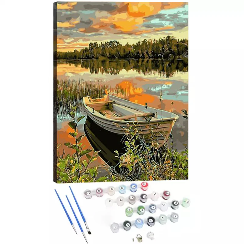 Huifeng Hot Selling Custom Wall DIY Landscape Painting by Numbers Set