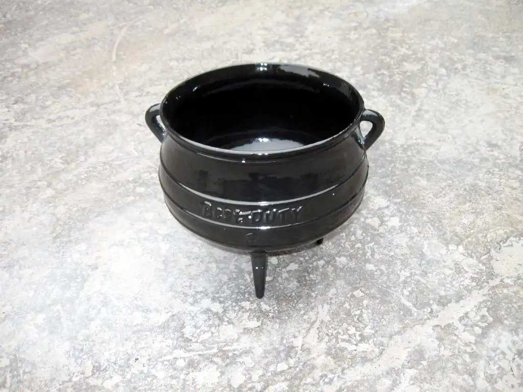 size 3 cast iron blue/red/black glossy enamel South African potjie pot