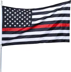 New American Thin Blue Line Police & Thin Red Line Firefighter Flag Banner