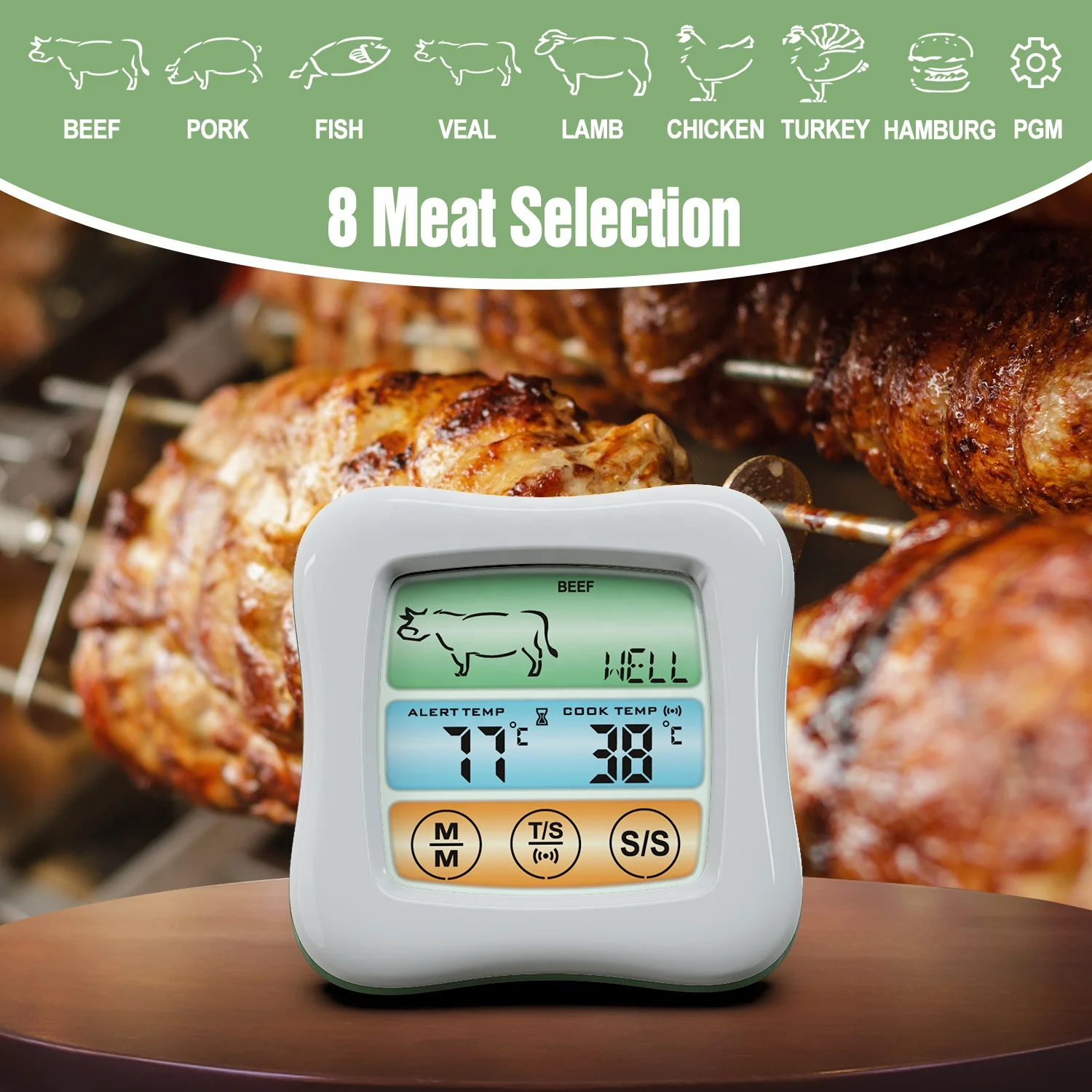 2021 Newest Patent Meat Thermometer Oven Digital Touchscreen Instant Fast Read Baking Food Thermometer For Kitchen BBQ Christmas