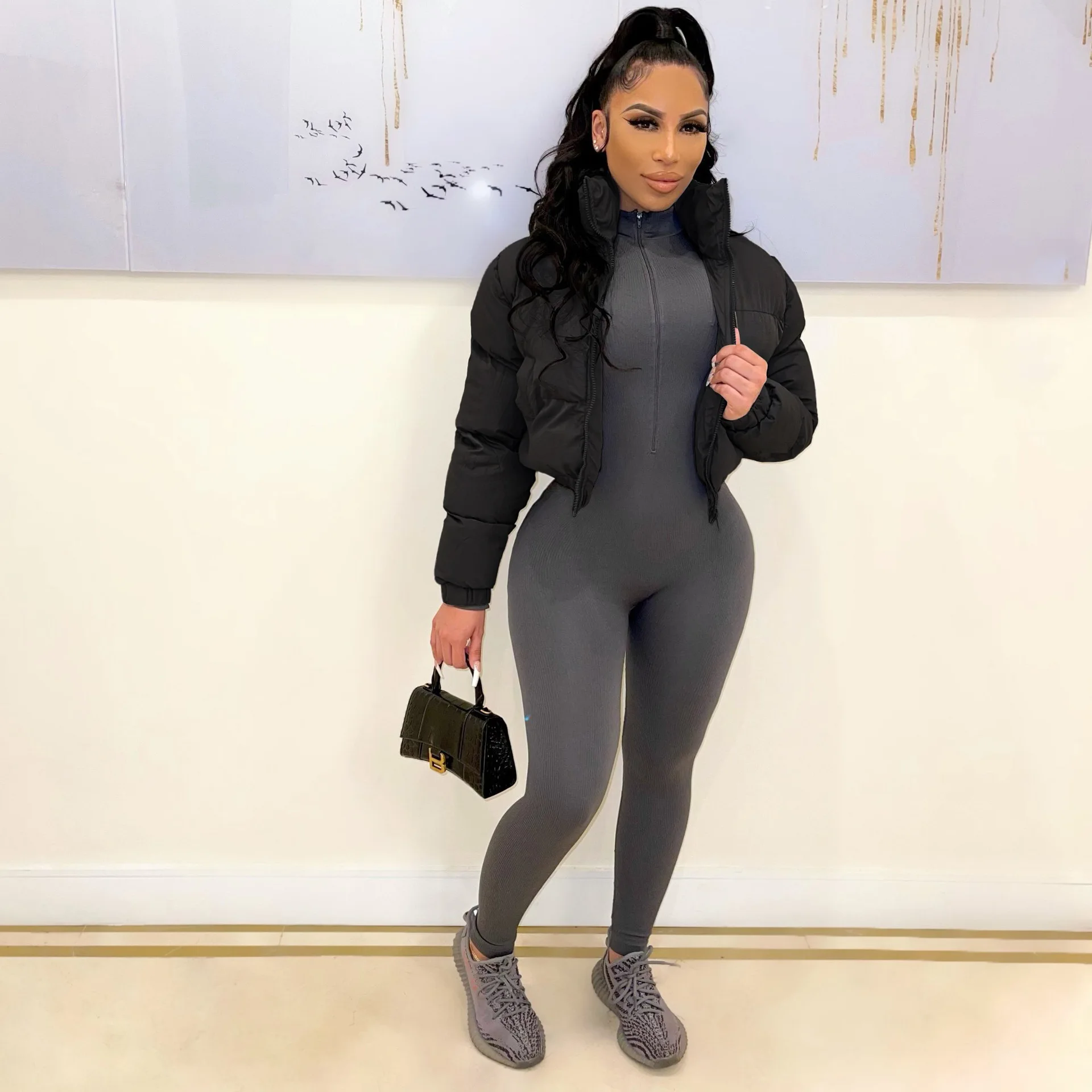 2021 New Fashion Thick Woman Warm Outwear Casual Solid Color Zipper Winter Coat Women Winter Puffer Jacket