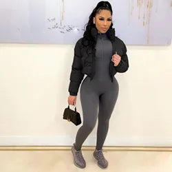 2021 New Fashion Thick Woman Warm Outwear Casual Solid Color Zipper Winter Coat Women Winter Puffer Jacket