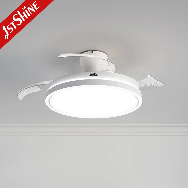 1stshine ceiling fan Acrylic lampshade DC motor 220 volt led indoor Remote control flush mounted retractable ceiling fan