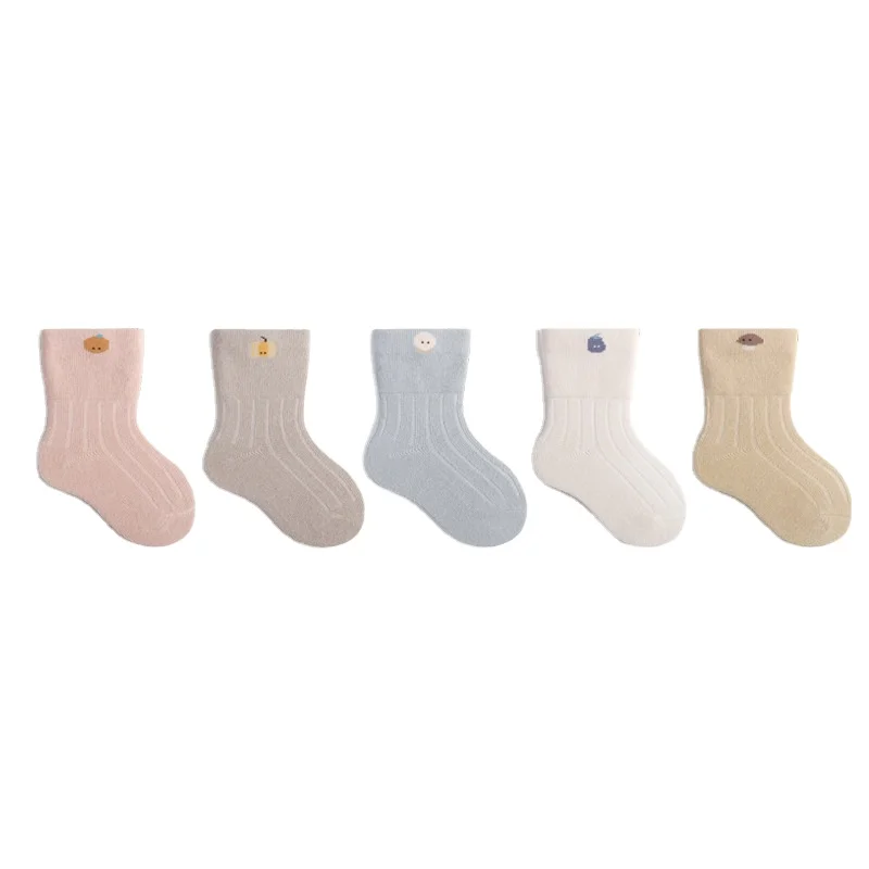 Solid Colors Hot Selling Custom Logo Socks Autumn Winter Kids Warm Socks Toddler Baby Socks Wholesale