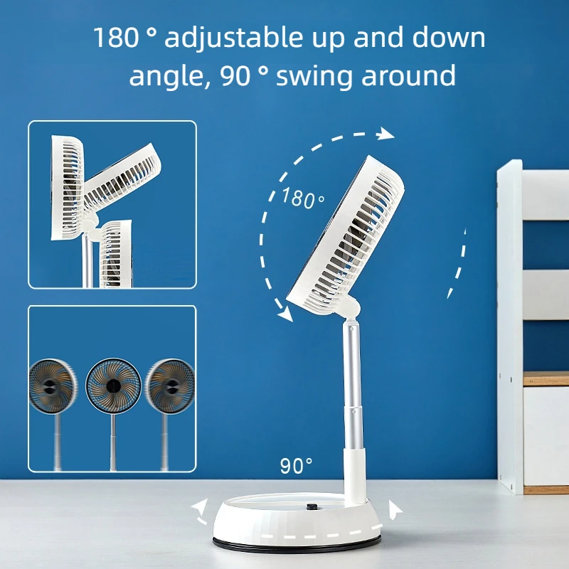 customization Electric fan5000mah,Fold Fan Retractable Pedestal Camping Fan Portable Living Room Floor Desktop Electric Fan