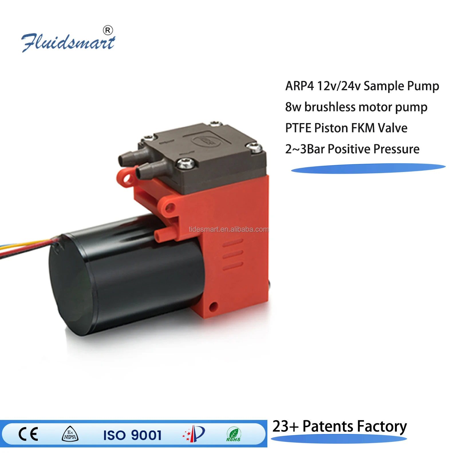 Fluidsmart ARP4VDB24 high pressure brushless-dc-piston-pump-24v oil less vacuum sampling pump