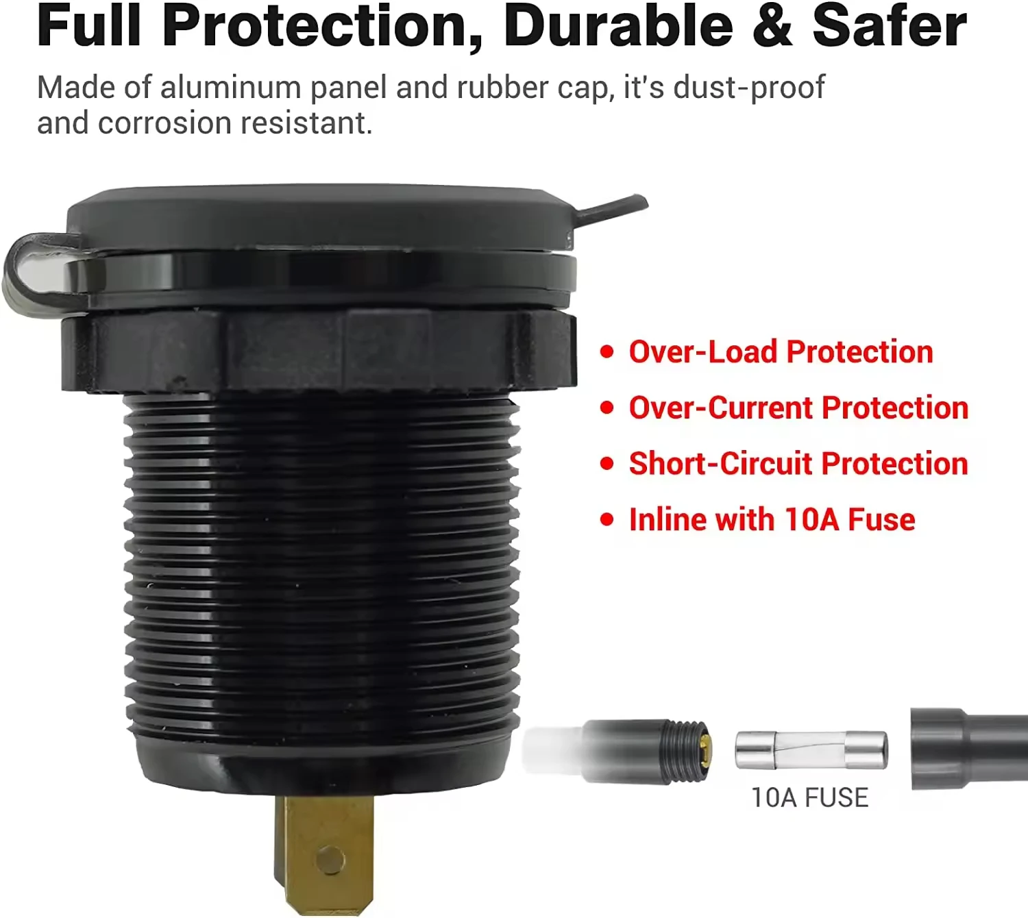 Dual Power Aluminum Fast Charging USB QC3.0 Socket LED Screen Digital Voltmeter 12-24v Car Power Supply 5v Output 1 Year