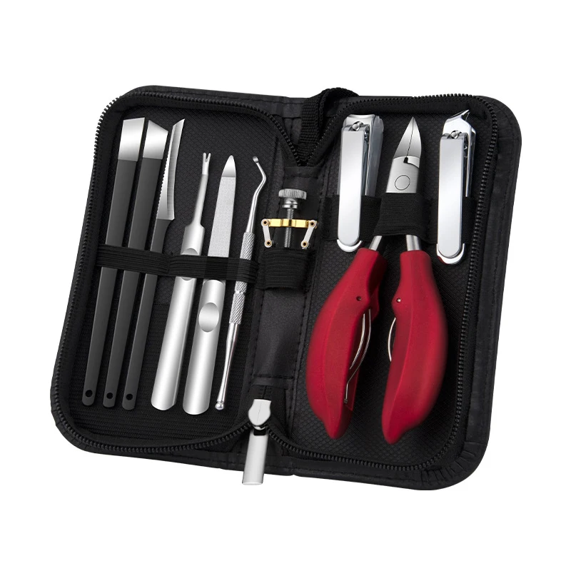 
11 Pieces stainless steel Nail Clipper Cutter Kit Ingrown toenail corrector Cuticle Pusher Manicure Set Pedicure Nipper Tool Kit 