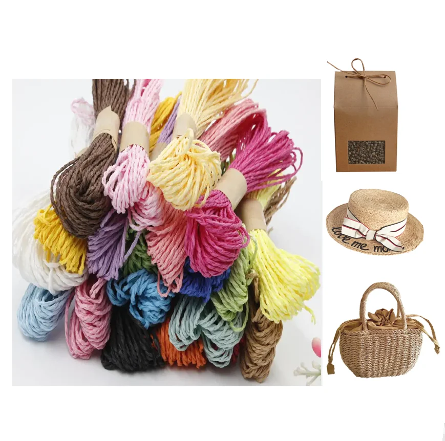 Large Stocks Supply Twisted Raffia Yarn 2mm 2.5mm Raphia Instant Delivery Ropes Twisted Raffia Yarn