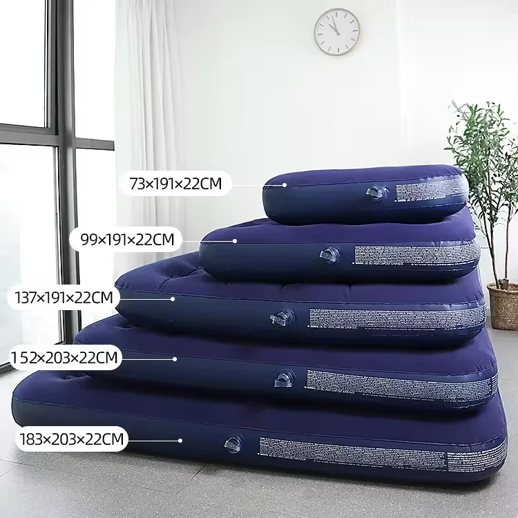 Adult Travel Flocked Top Camping Indoor Use Inflatable Air Bed Mattress Full Sized Inflatable Foldable Air Bed