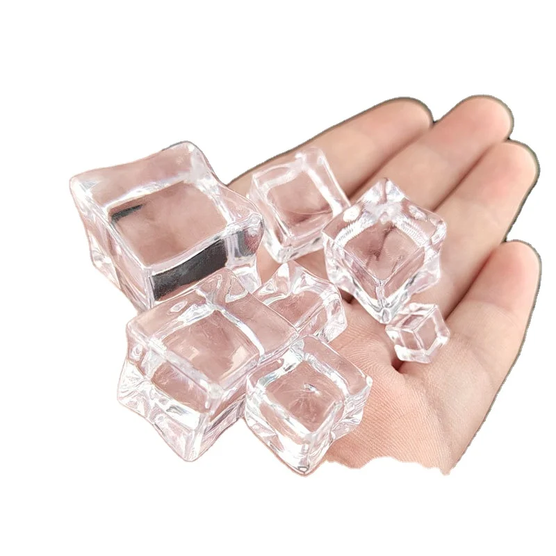 10mm 14mm 15mm 18mm 20mm 25mm 30mm 40 mm Clear Acrylic Irregular square Ice Cubes for bar Diy Crafts Slime toy