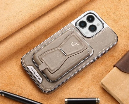 High quality men women use plating pu leather phone case card bag magnetic mobile phone id card holder for credit card