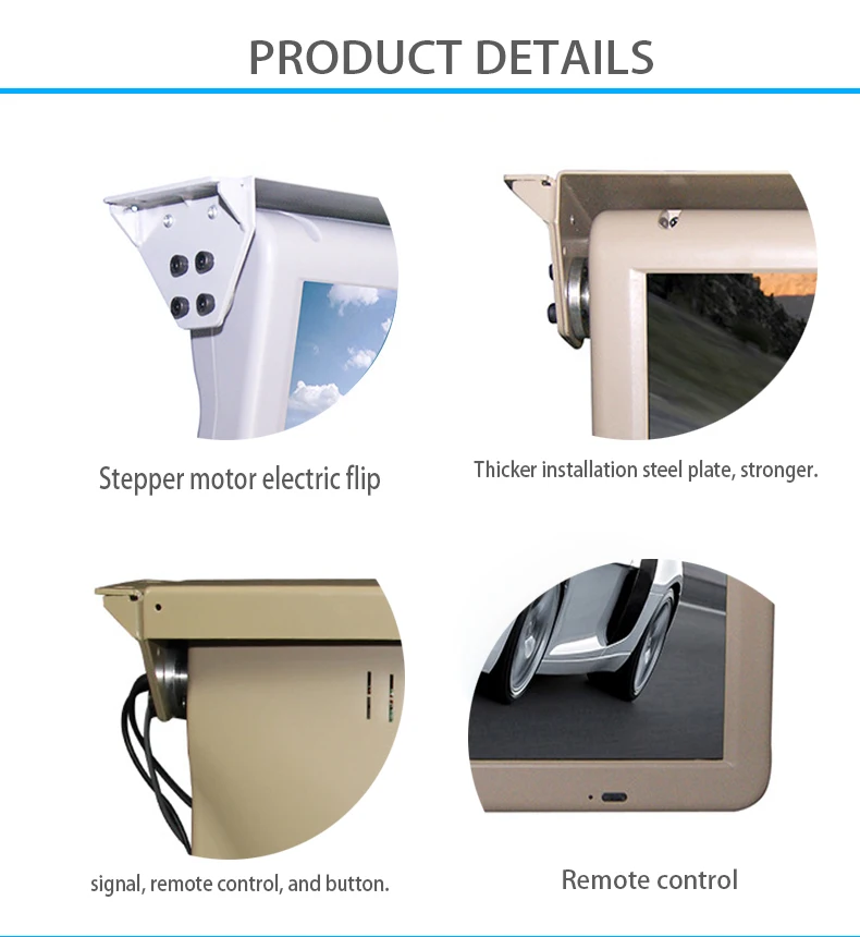 15 Inch 17 inch Vehicle mounted Automatic Fold Lcd Car Monitor Av/vga Input Bus monitor