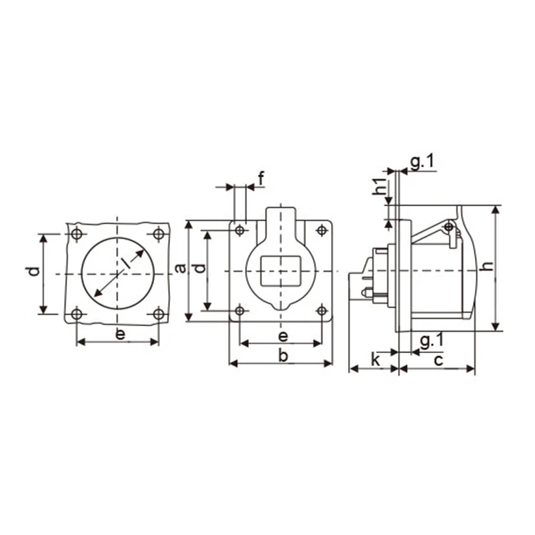 Wholesale Price Straight Durable Panel Flush Mounted Industrial Power 16 Amps Rubber Plug Sockets