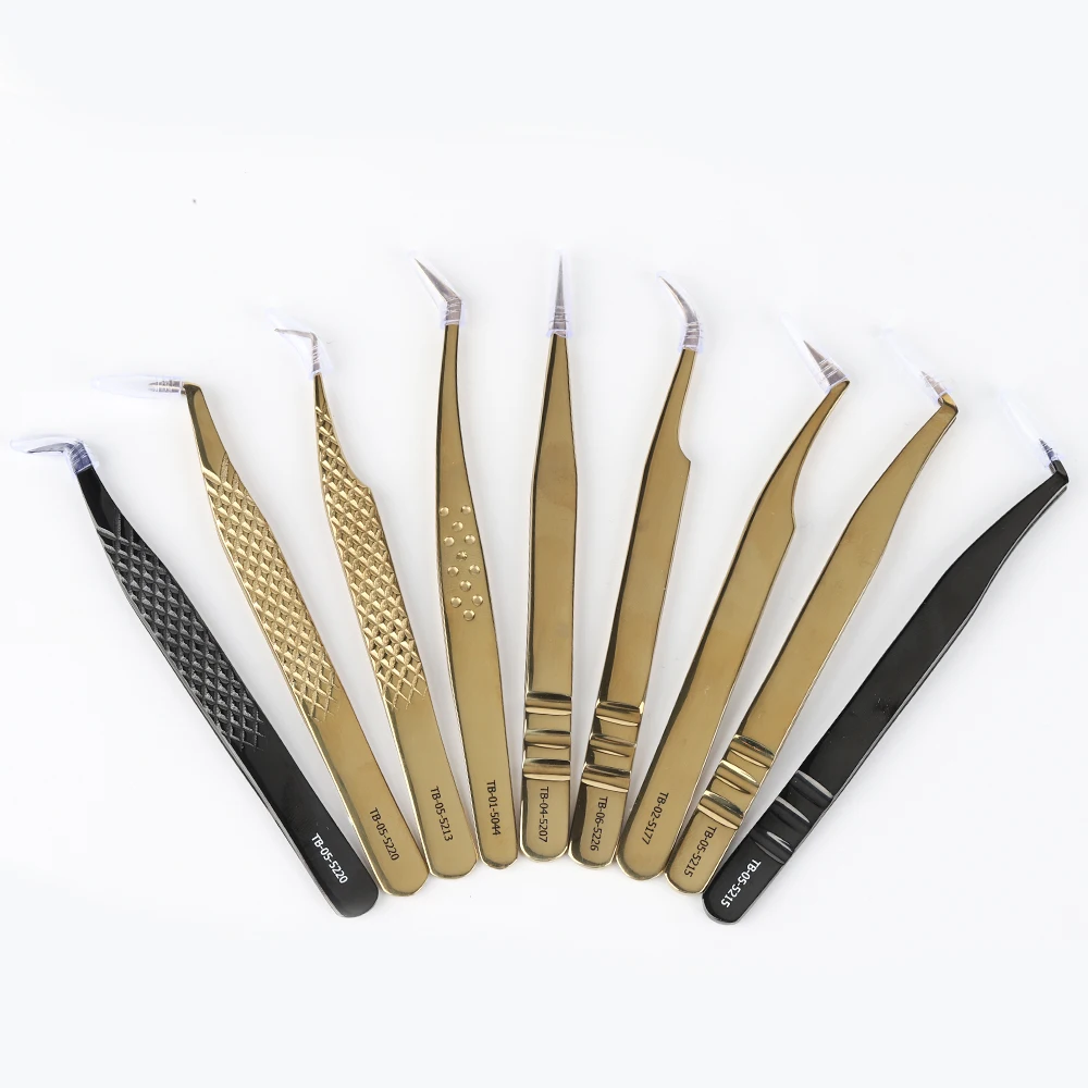 SP EYELASH Custom Logo Fiber Tip Eyelash Tweezers Private Label Lash Extension Tweezers
