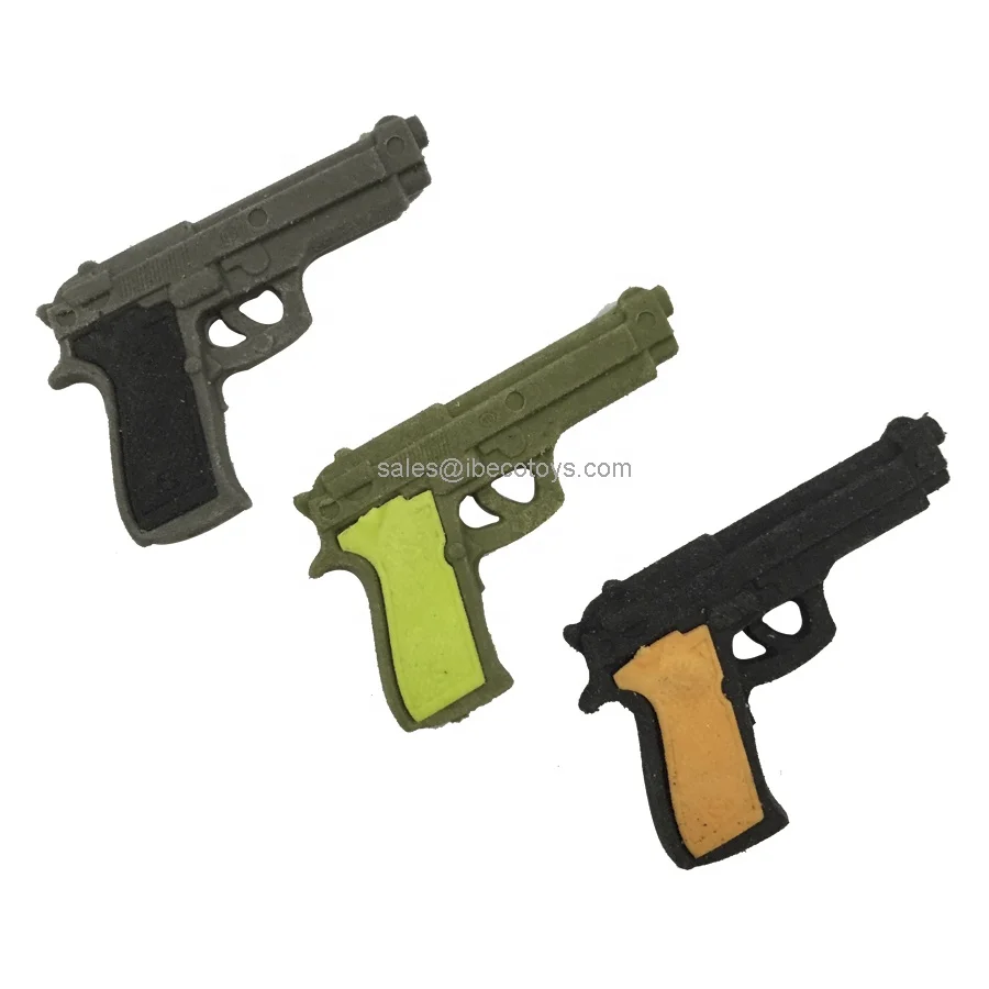 Rubber Gun Design Eraser Toy for plastic capsule eggs