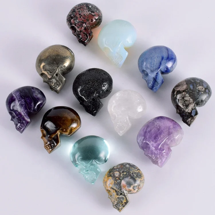 Factory Direct Sales Hand Carved Small Quartz Crystal Skulls of Various Colors