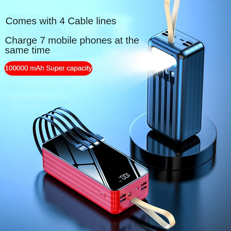 2023 Ali baba Trending Products Wholesale Customized logo 100000mAh 80000mAh PowerBanks with 4USB and LED light for phone