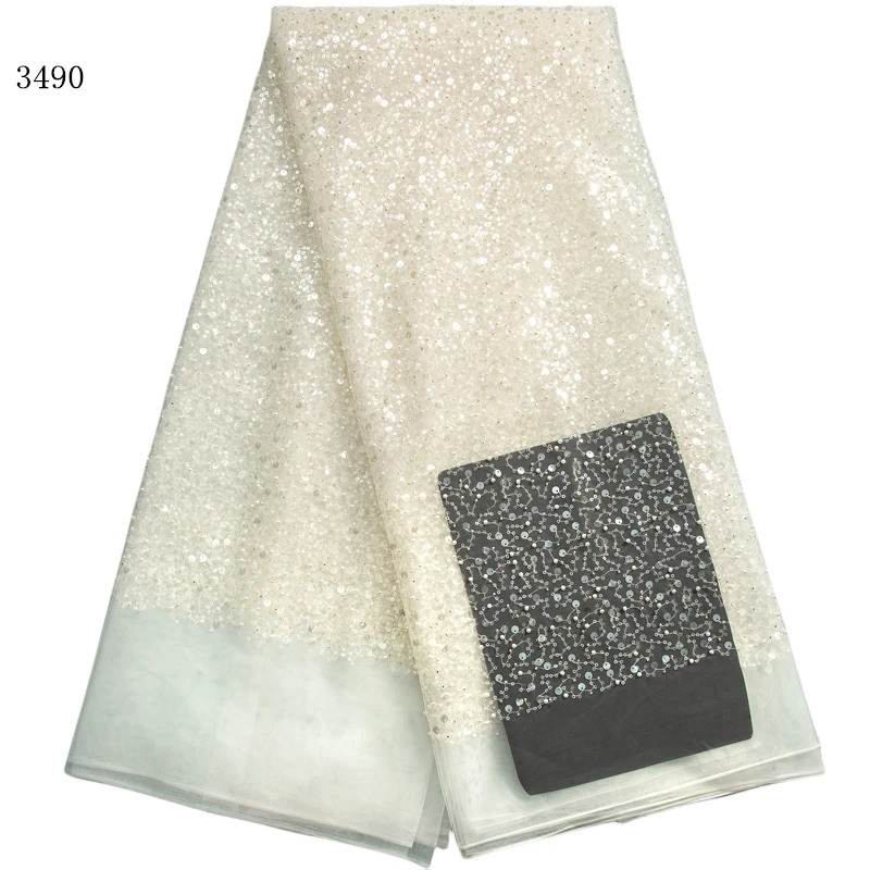 3490 African Sequined Lace Fabric 2023 High Quality French Lace Fabric Nigerian Luxurious Tulle Dress for Women Wedding Party