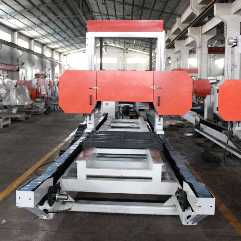 Neweek Woodworking gas/diesel/electric Wood cutting machines portable wheels trailer sawmill horizontal bandsaw sawmill