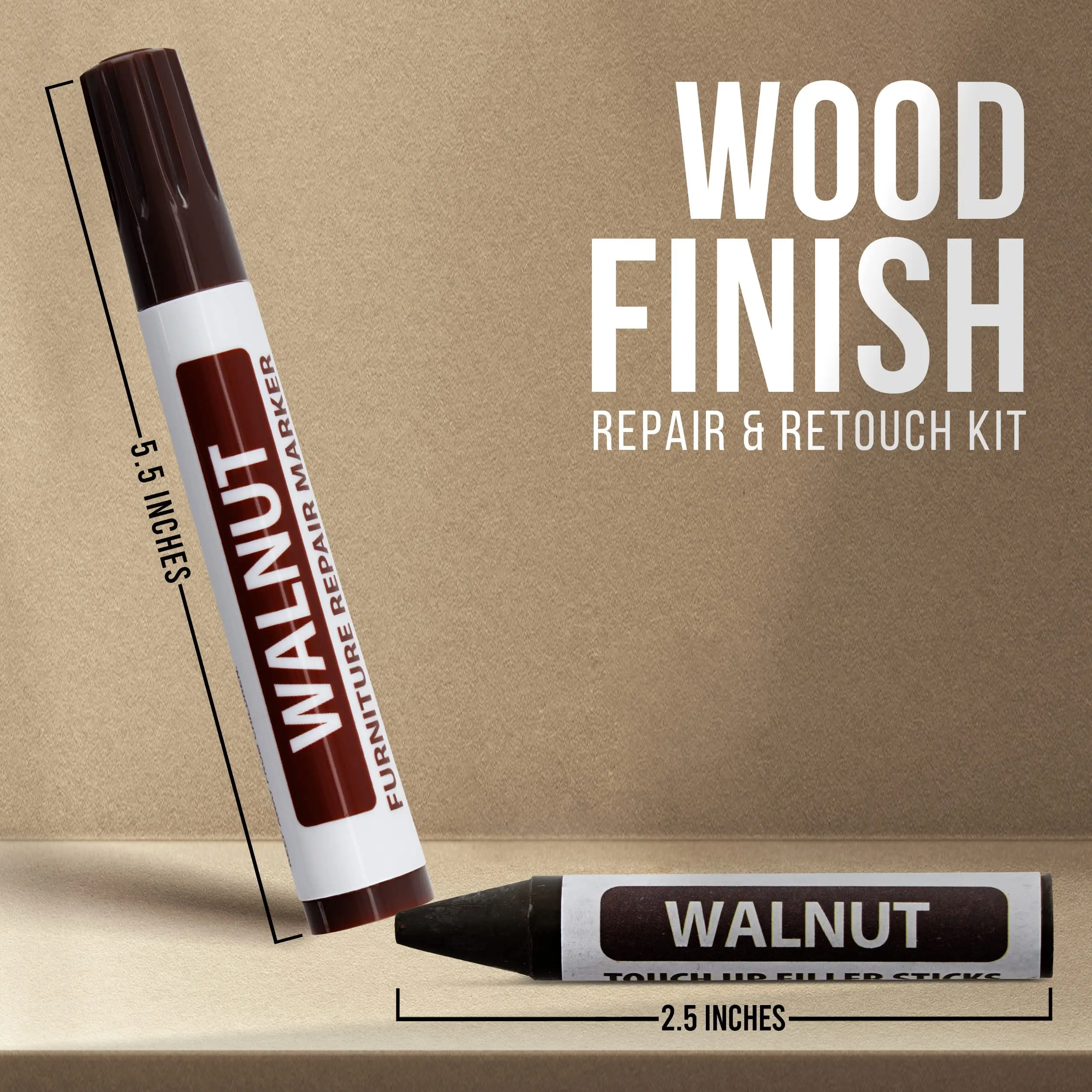 12 Piece  Furniture Touch up  Markers Includes 6 Felt Tip&6 Wax Crayons for Bedposts, Touch Ups, and Cover Ups