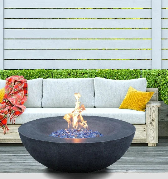 US Warehouse Ready to Ship Black concrete round D42 inch gas fire pit bowl