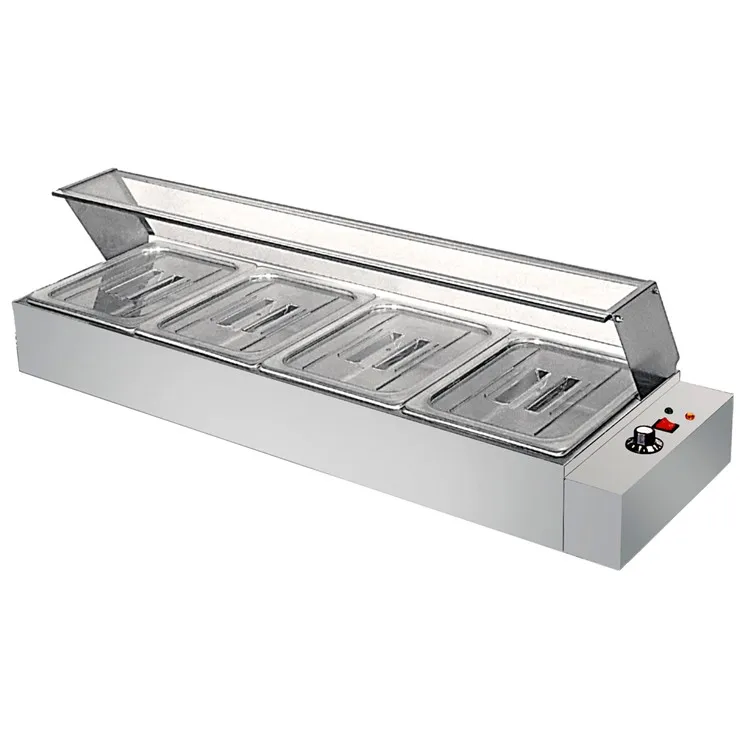 Restaurant Commercial Stainless Steel Hotel Kitchen Buffet Bain Marie Electric Food Steam Warmer Table w/ Glass Shelf Factory