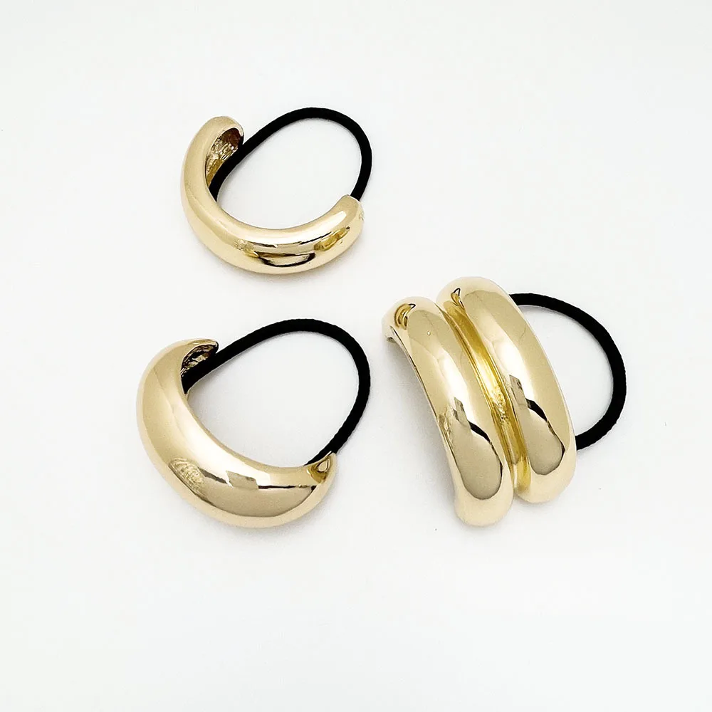 2024 Fashion Elegant Golden Metal Hair Tie Smooth Elastic Hair Loop Chic Hairband Hair Jewelry Accessories for Women Girls