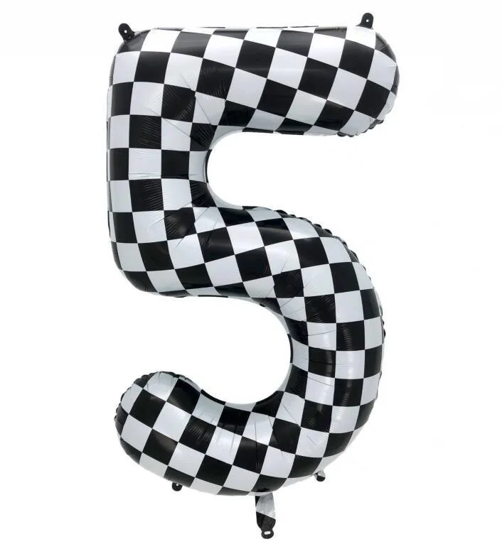 40 Inch Checkered Balloon Large Black And White Number Balloon For Car Birthday Party Supplies Number Checkered Balloon