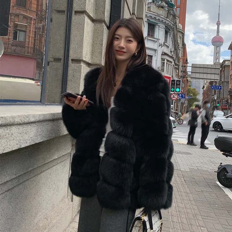 Latest Design Winter Warm Genuine Fur Bomber Jacket Ladies Real Fox Fur Coat Plus Size Women Clothes