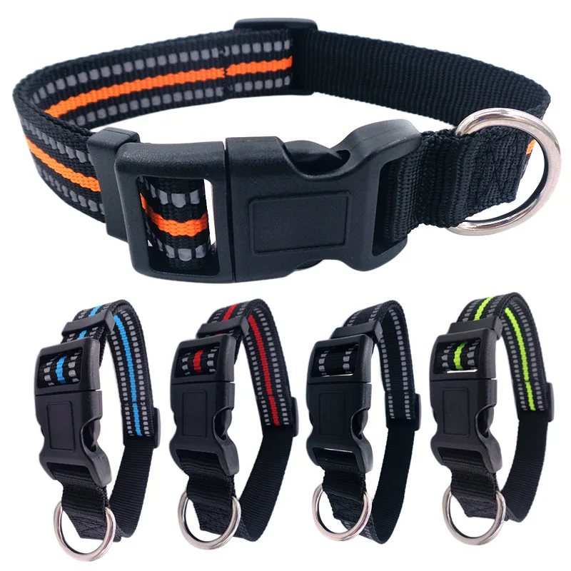 Manufacturer Custom Soft Adjustable Nylon Reflective Dog Collar