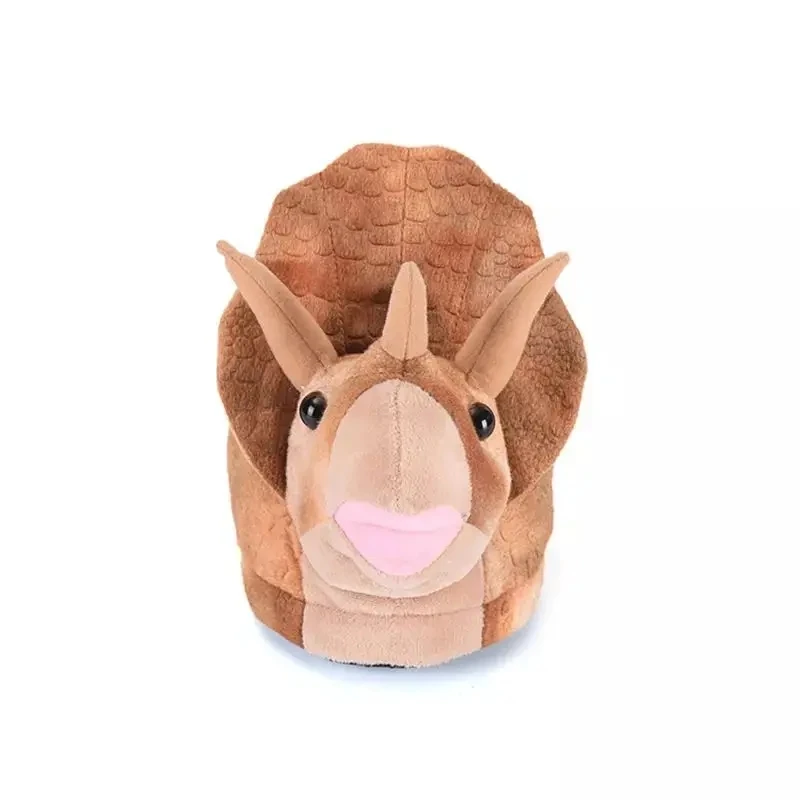 Funny Dinosaur Design Slippers For Women Indoor Home Parent-child Furry Shoes Slides Gifts Winter Unisex House Cartoon Slippers