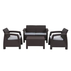4 pcs Most Popular Garden Outdoor Rattan Plastic Wicker Sofa Set Sofa 4 Set Furniture