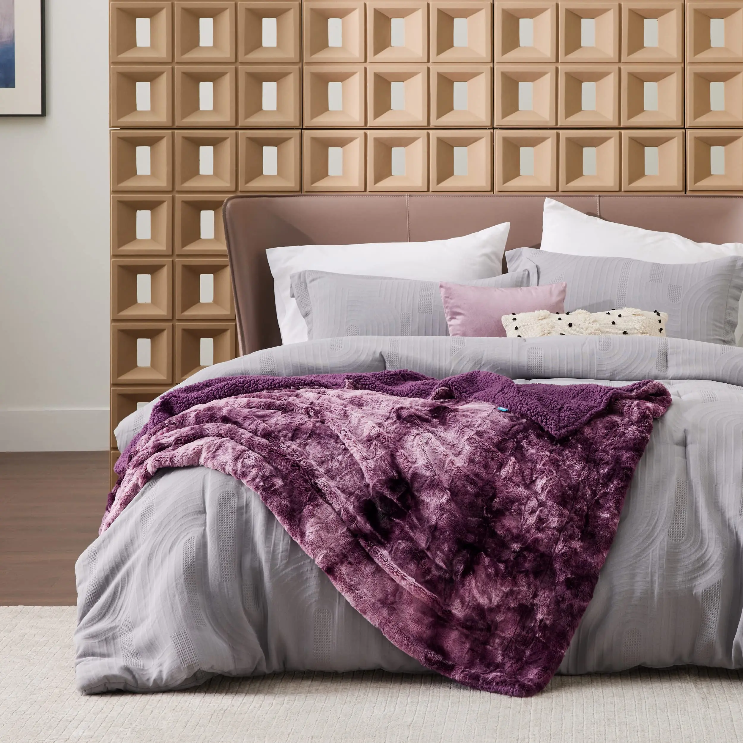 Wholesale Super Soft Faux Fur Throw Blanket for Couch Sherpa Fuzzy Plush Warm Wool Blanket for Sofa Bed