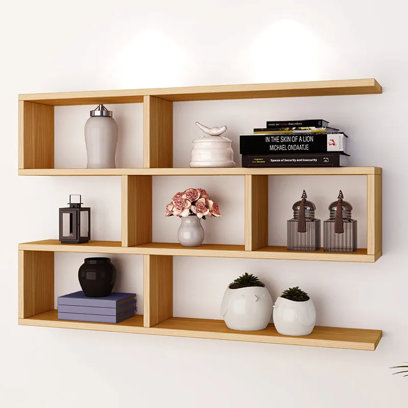 Modern simple wall-mounted bookshelf living room wall decoration multi-layer shelf storage cabinet