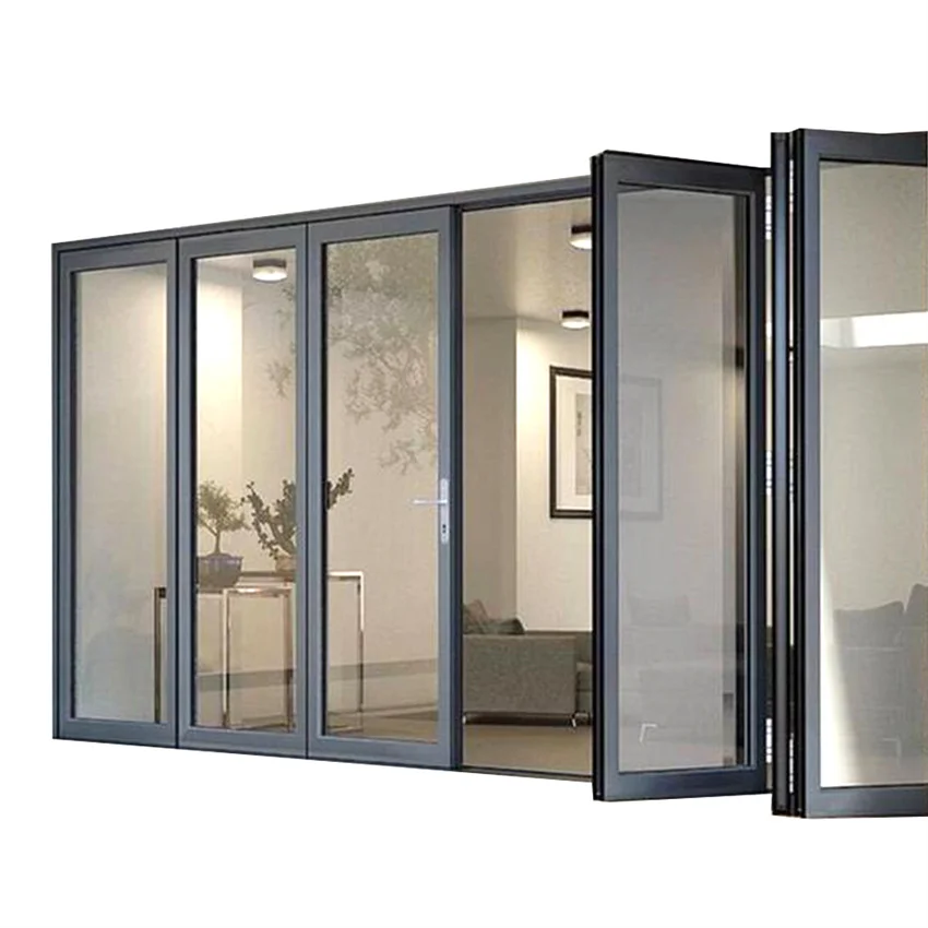 Customized Exterior Residential Veranda Bifold Door Low-E Sliding Glass Patio Aluminium Folding Door
