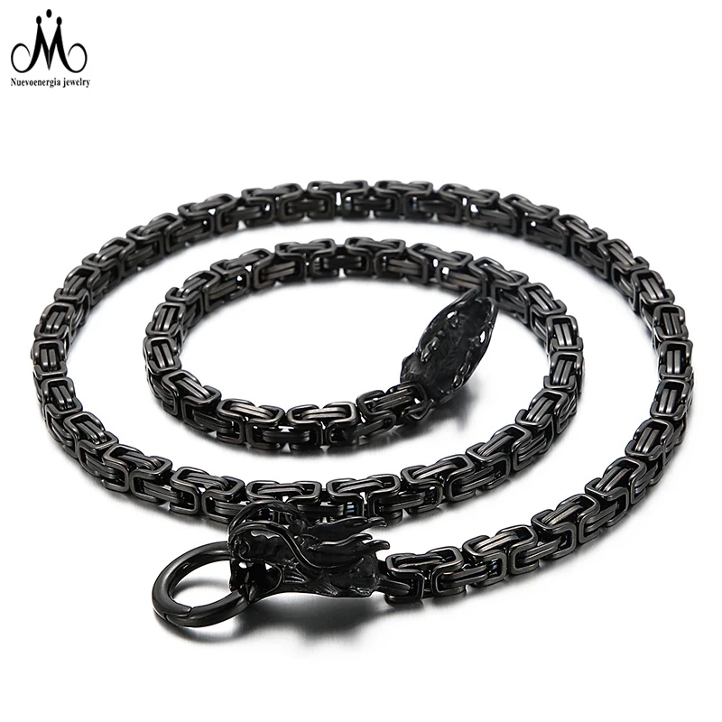 316L Stainless Steel Dragon Necklace Byzantine Mens Punk Jewelry Accessories